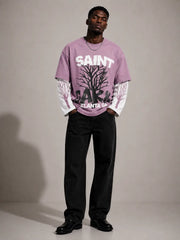 Oversized Layered Printed T-Shirt – Multiple Designs Available