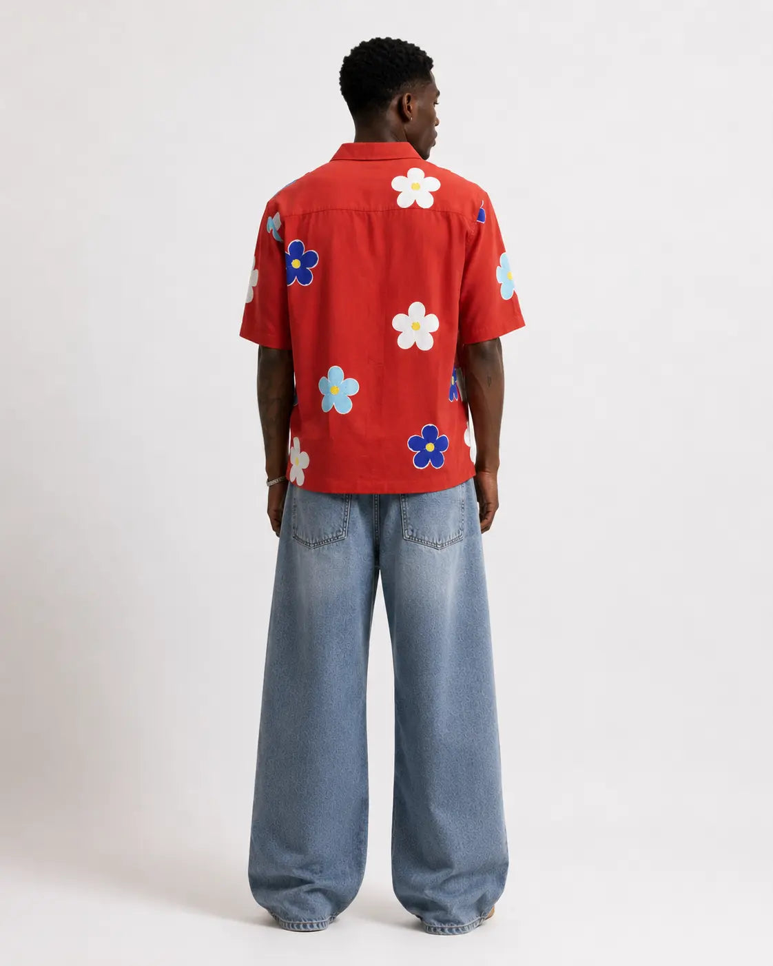 Men's Oversized Floral Printed Half Sleeve Shirt