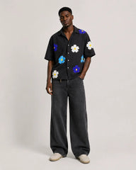 Men's Oversized Floral Printed Half Sleeve Shirt