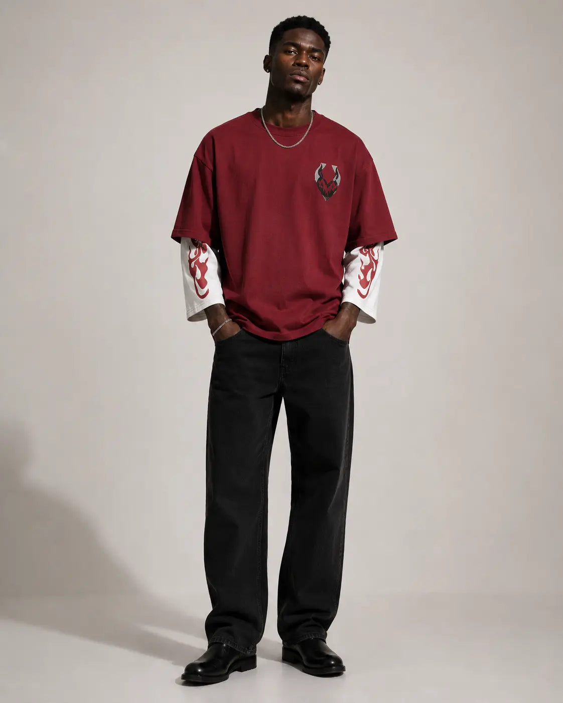 Oversized Layered Printed T-Shirt – Multiple Designs Available