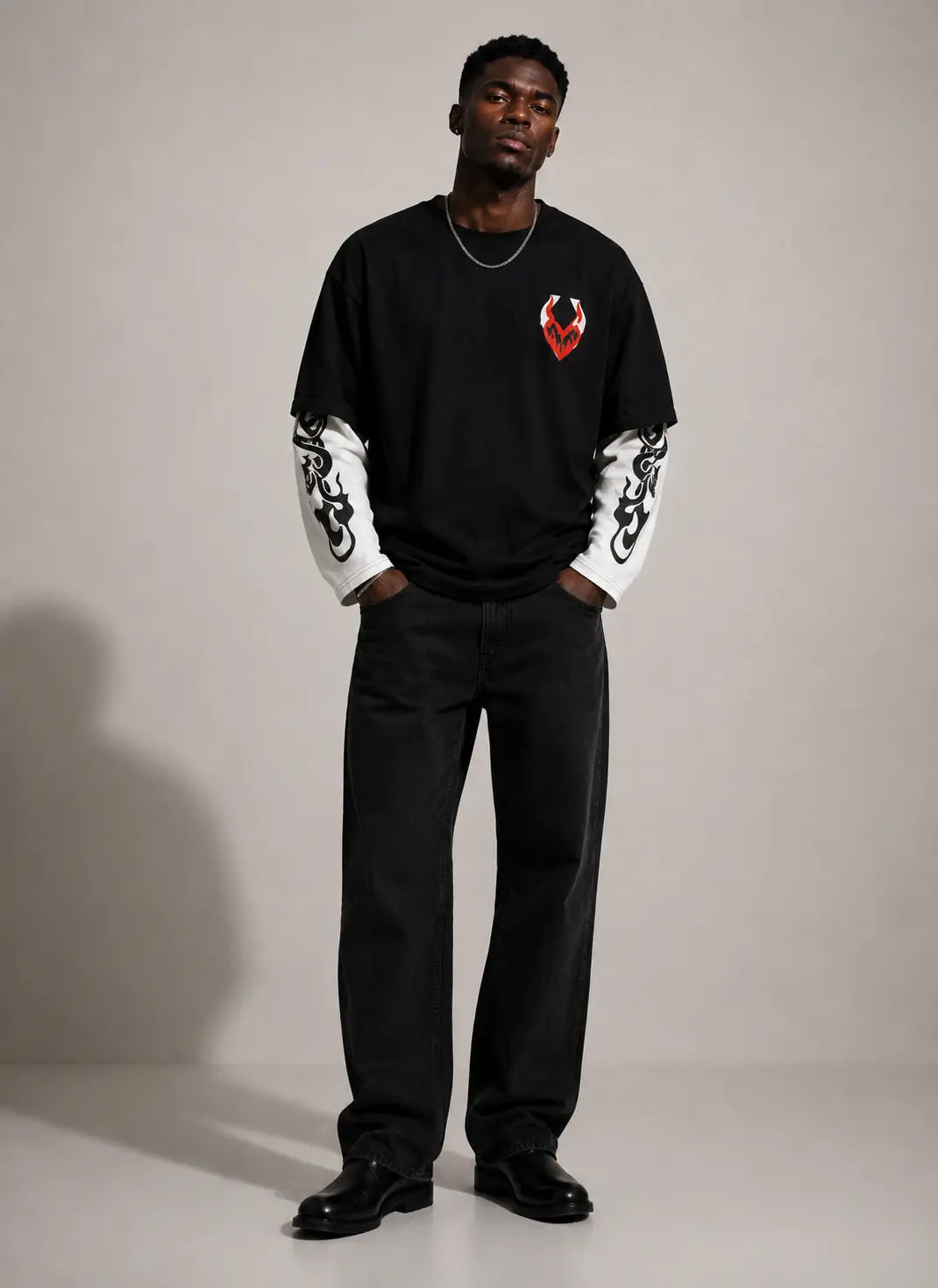 Oversized Layered Printed T-Shirt – Multiple Designs Available