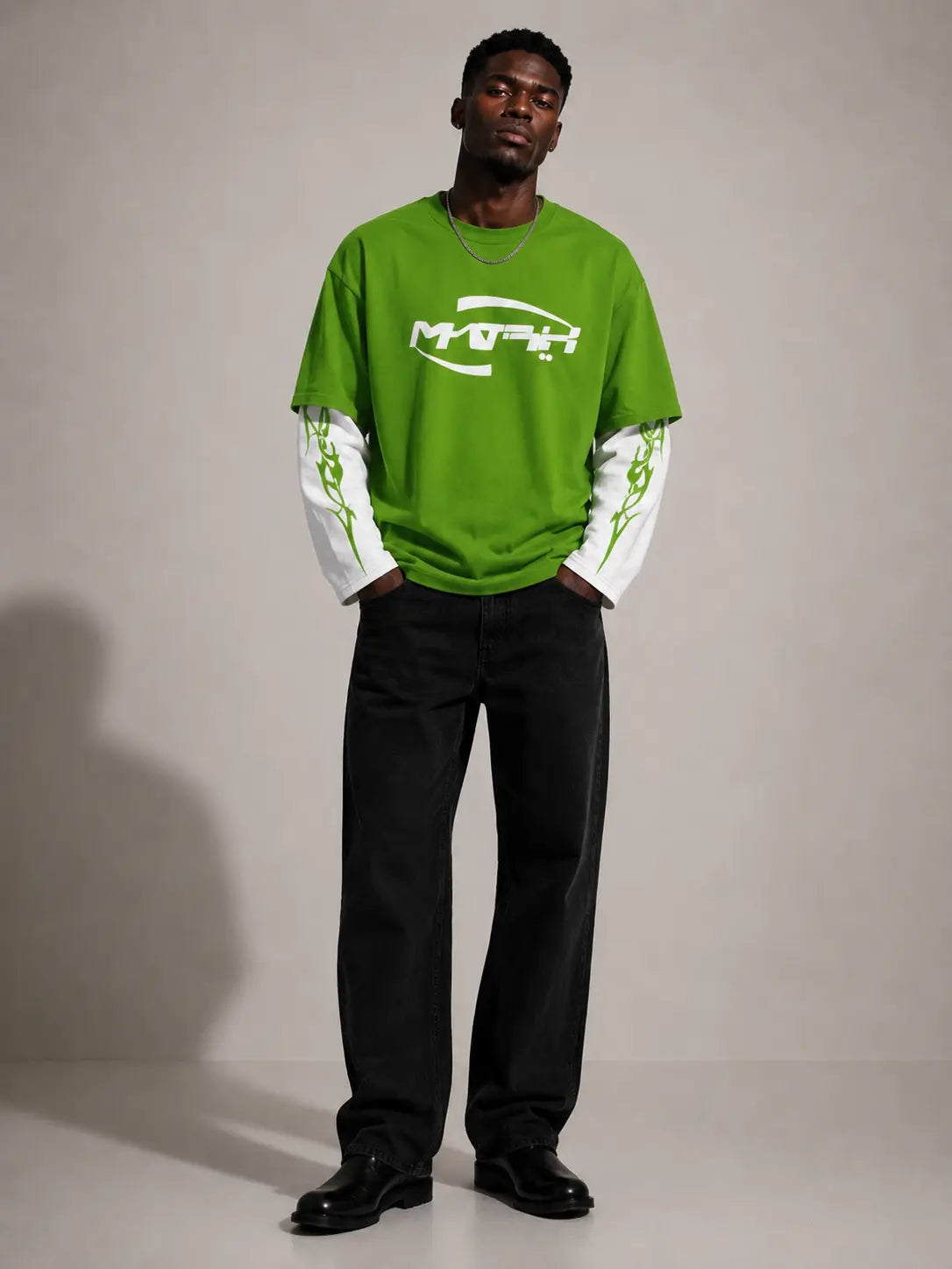 Oversized Layered Printed T-Shirt – Multiple Designs Available