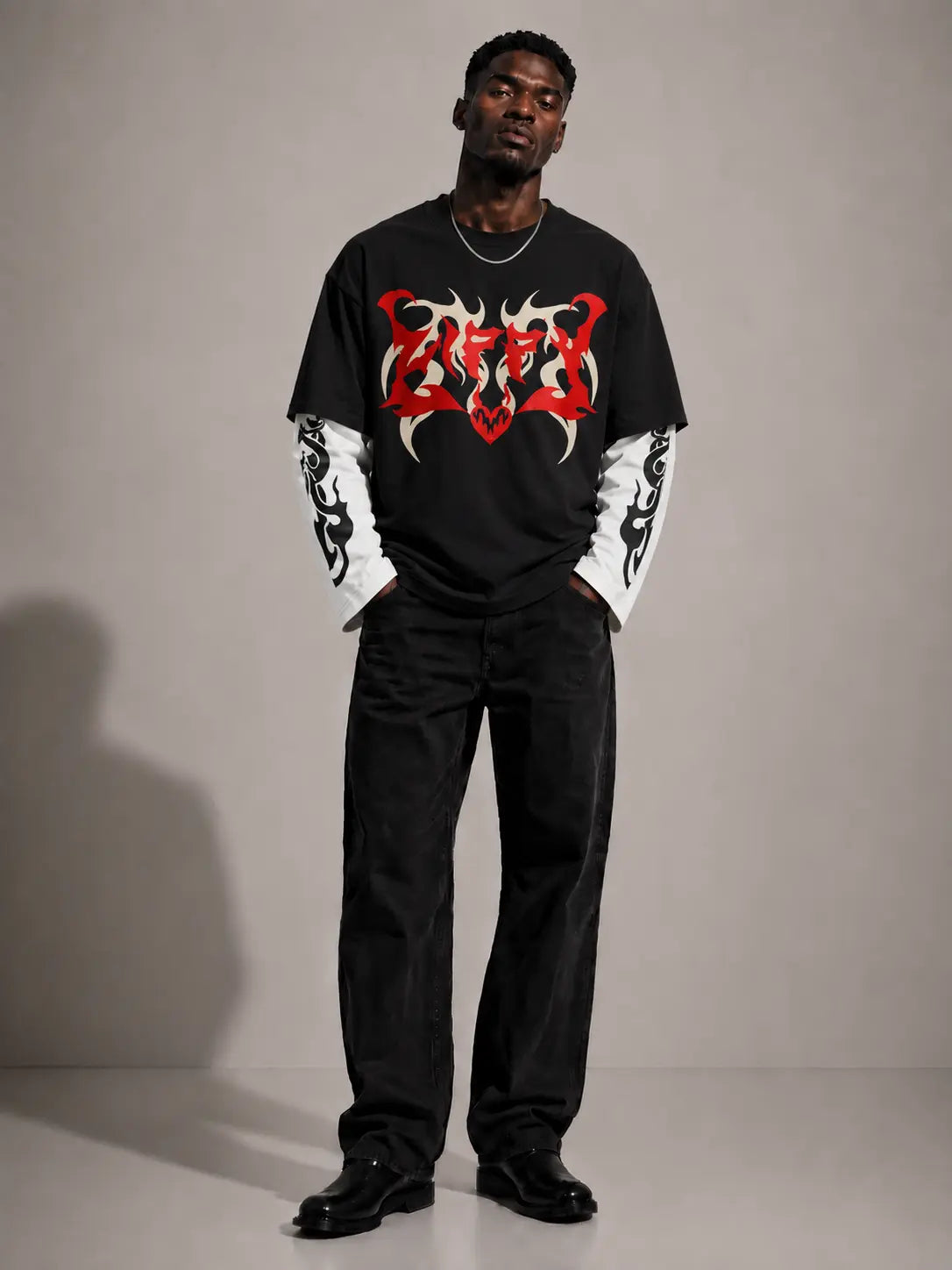 Oversized Layered Printed T-Shirt – Multiple Designs Available